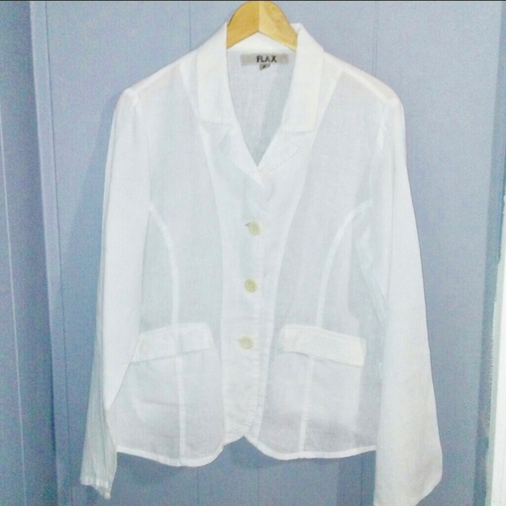 FLAX Linen white button down/Blazer Size S